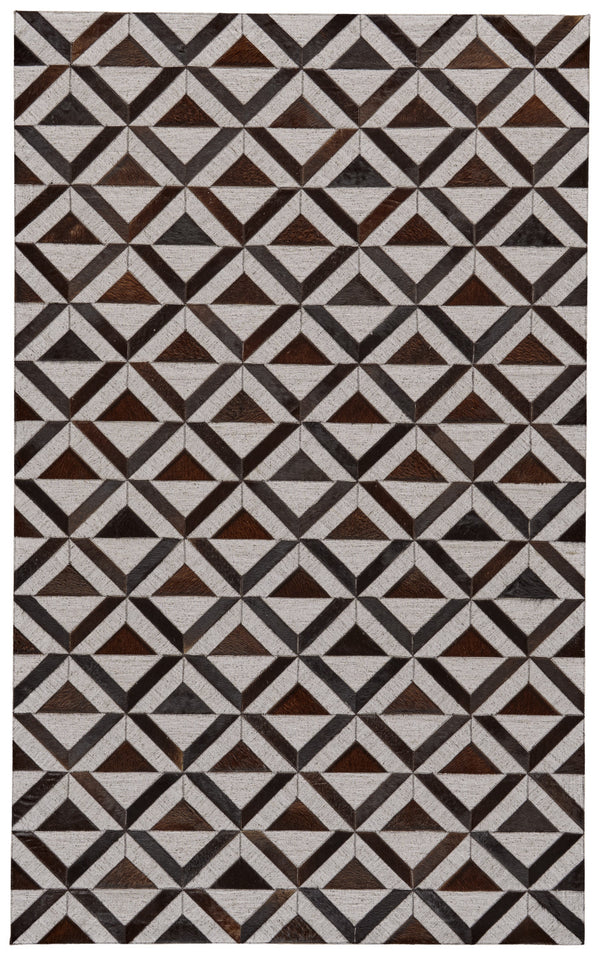 Homeroots 5' X 8' Gray Brown And Taupe Geometric Hand Woven Area Rug Brown Viscose 565880