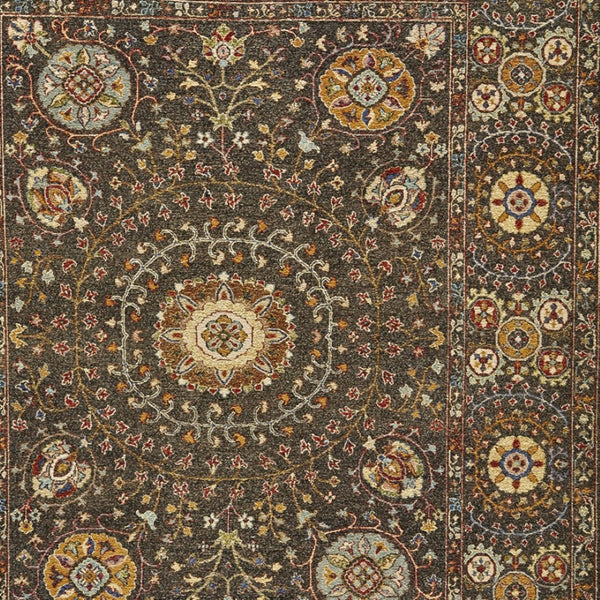 Homeroots 2' X 3' Brown And Gold Wool Geometric Hand Knotted Area Rug - Unique, Stain Resistant, Soft Texture Gray Wool 565881
