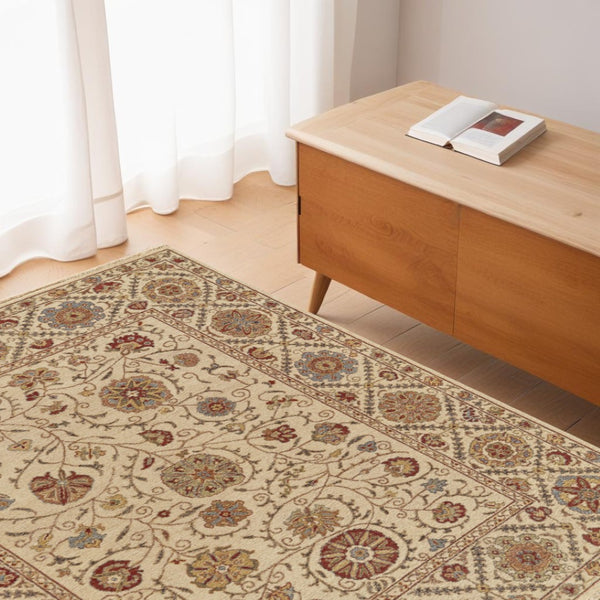 HomeRoots 4' Hand-Knotted Wool Oriental Area Rug in Rich Red, Tan, and Gold - Elegant Home Accent Piece 4' X 6' 565882