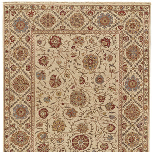 HomeRoots 4' Hand-Knotted Wool Oriental Area Rug in Rich Red, Tan, and Gold - Elegant Home Accent Piece 4' X 6' 565882