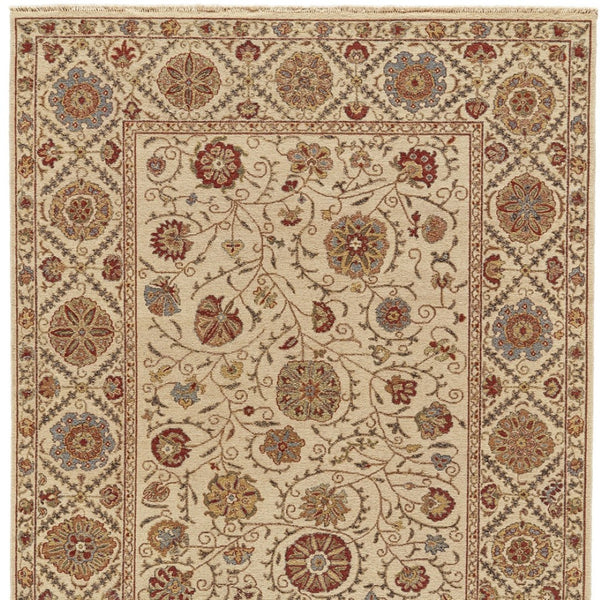 HomeRoots 4' Hand-Knotted Wool Oriental Area Rug in Rich Red, Tan, and Gold - Elegant Home Accent Piece 4' X 6' 565882