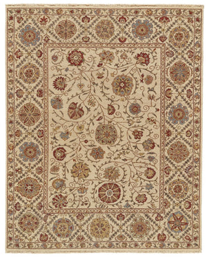 HomeRoots 4' Hand-Knotted Wool Oriental Area Rug in Rich Red, Tan, and Gold - Elegant Home Accent Piece 4' X 6' 565882
