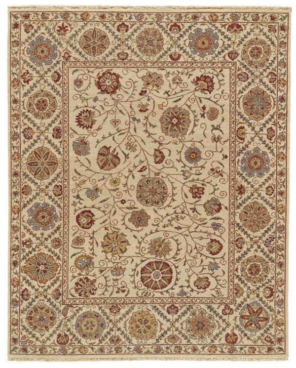 HomeRoots 4' Hand-Knotted Wool Oriental Area Rug in Rich Red, Tan, and Gold - Elegant Home Accent Piece 4' X 6' 565882