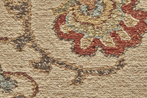 HomeRoots 4' Hand-Knotted Wool Oriental Area Rug in Rich Red, Tan, and Gold - Elegant Home Accent Piece 4' X 6' 565882