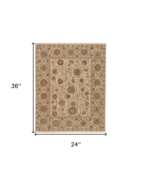 Homeroots 2' Hand Knotted Wool Oriental Area Rug - Unique Artisan Craftsmanship, Stain Resistant, Decorative Appeal 2' X 3' Wool 565883