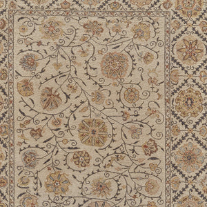 Homeroots 2' Hand Knotted Wool Oriental Area Rug - Unique Artisan Craftsmanship, Stain Resistant, Decorative Appeal Tan,Red Wool 565884