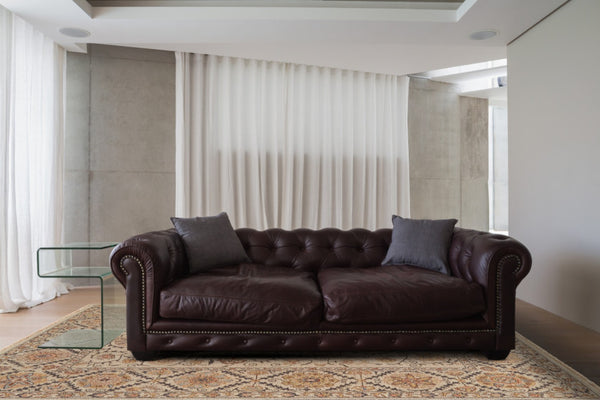 Homeroots 2' Hand Knotted Wool Oriental Area Rug - Unique Artisan Craftsmanship, Stain Resistant, Decorative Appeal Tan,Red Wool 565884