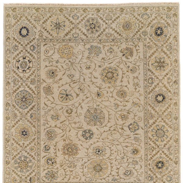 Homeroots 2' Hand Knotted Wool Oriental Area Rug - Unique Artisan Craftsmanship, Stain Resistant, Decorative Appeal Ivory,Blue,Yellow Wool 565885
