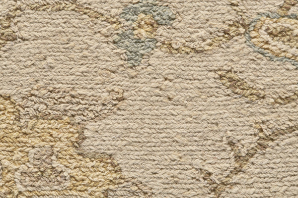 Homeroots 2' Hand Knotted Wool Oriental Area Rug - Unique Artisan Craftsmanship, Stain Resistant, Decorative Appeal Ivory,Blue,Yellow Wool 565885