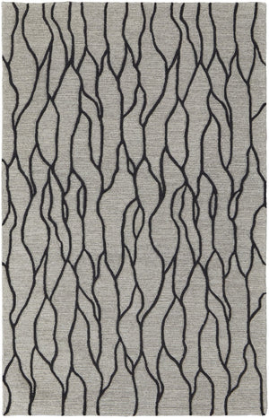 HomeRoots 12'' Gray and Black Wool Abstract Hand-Tufted Area Rug for Modern Homes - Durable, Stylish, and Cozy 12' X 15' 565887