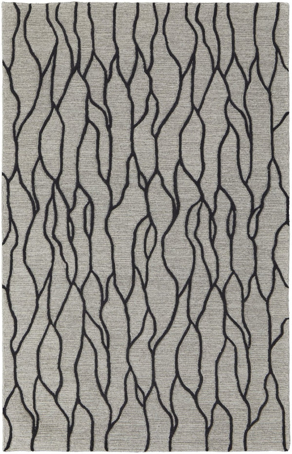 HomeRoots 12'' Gray and Black Wool Abstract Hand-Tufted Area Rug for Modern Homes - Durable, Stylish, and Cozy 12' X 15' 565887