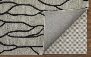 HomeRoots 12'' Gray and Black Wool Abstract Hand-Tufted Area Rug for Modern Homes - Durable, Stylish, and Cozy 12' X 15' 565887