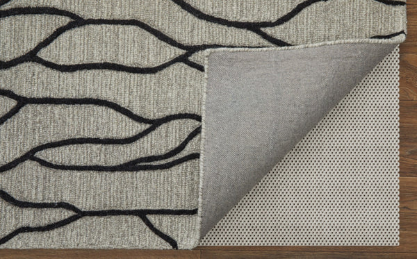 HomeRoots 12'' Gray and Black Wool Abstract Hand-Tufted Area Rug for Modern Homes - Durable, Stylish, and Cozy 12' X 15' 565887