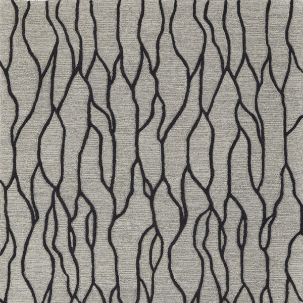 HomeRoots 12'' Gray and Black Wool Abstract Hand-Tufted Area Rug for Modern Homes - Durable, Stylish, and Cozy 12' X 15' 565887