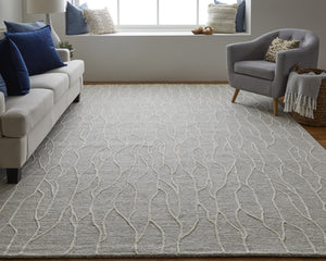HomeRoots 12'' Gray and Black Wool Abstract Hand-Tufted Area Rug for Modern Homes - Durable, Stylish, and Cozy 12' X 15' 565888