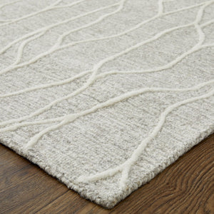 HomeRoots 12'' Gray and Black Wool Abstract Hand-Tufted Area Rug for Modern Homes - Durable, Stylish, and Cozy 12' X 15' 565888