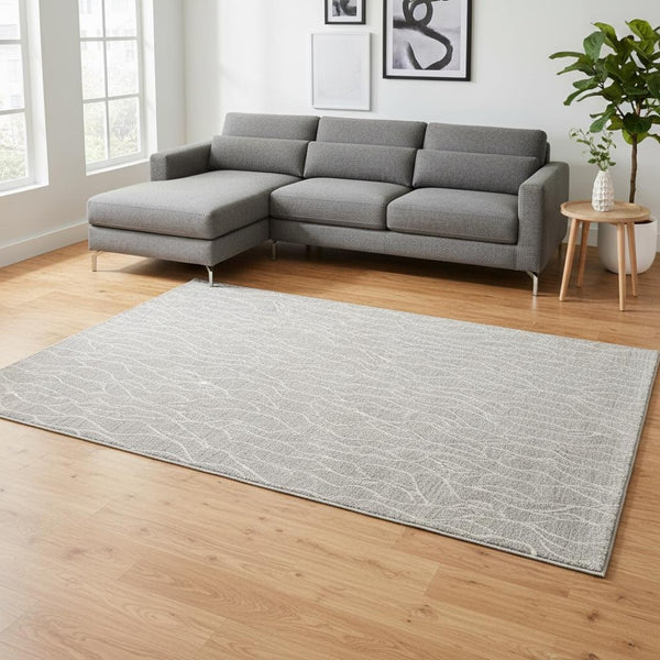 HomeRoots 12'' Gray and Black Wool Abstract Hand-Tufted Area Rug for Modern Homes - Durable, Stylish, and Cozy 12' X 15' 565888