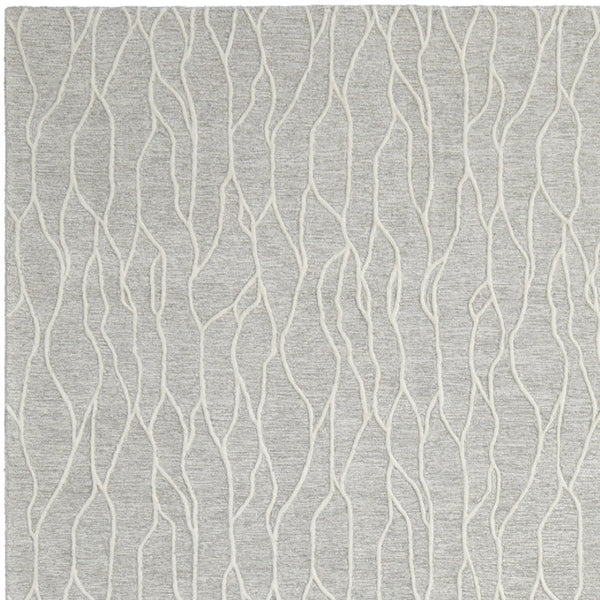 HomeRoots 12'' Gray and Black Wool Abstract Hand-Tufted Area Rug for Modern Homes - Durable, Stylish, and Cozy 12' X 15' 565888