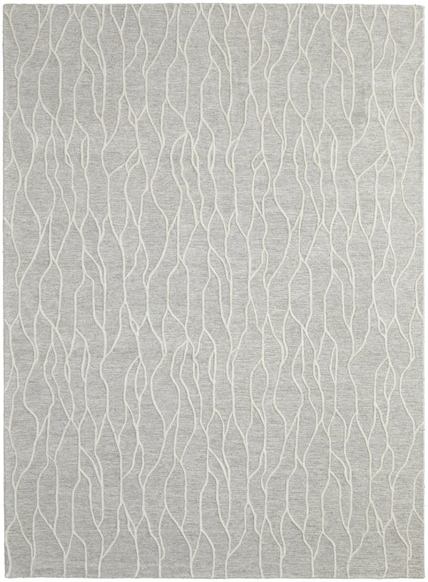 HomeRoots 12'' Gray and Black Wool Abstract Hand-Tufted Area Rug for Modern Homes - Durable, Stylish, and Cozy 12' X 15' 565888