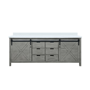 English Elm Ash Grey Double Bath Vanity 84" W With Cultured Marble Countertop, Soft-Close Drawers & Storage Solutions B2731P260176