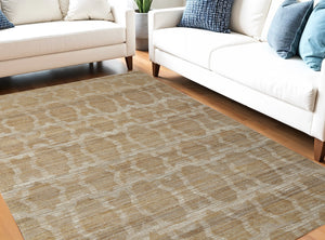 Homeroots 5' X 8' Tan And Ivory Geometric Hand Woven Area Rug Gray Jute 565894