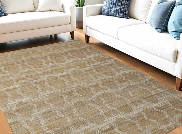 Homeroots 5' X 8' Tan And Ivory Geometric Hand Woven Area Rug Gray Jute 565894