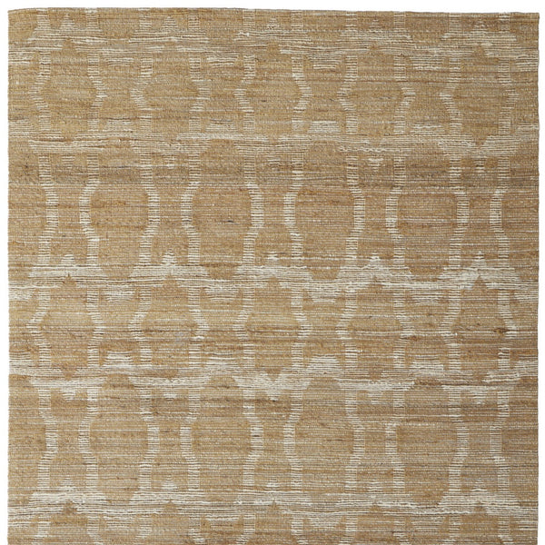 Homeroots 5' X 8' Tan And Ivory Geometric Hand Woven Area Rug Gray Jute 565894