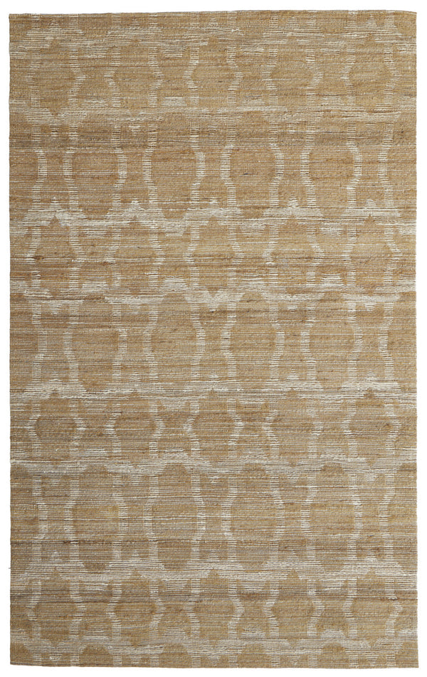Homeroots 5' X 8' Tan And Ivory Geometric Hand Woven Area Rug Gray Jute 565894