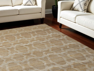 Homeroots 8' X 11' Tan And Ivory Geometric Hand Woven Area Rug Gray Jute 565895