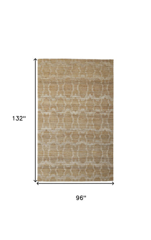 Homeroots 8' X 11' Tan And Ivory Geometric Hand Woven Area Rug Gray Jute 565895