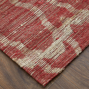 Homeroots 5' X 8' Red And Tan Geometric Hand Woven Area Rug Red Jute 565896