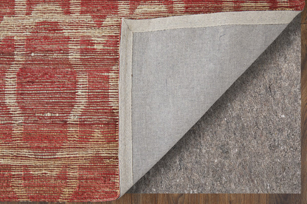 Homeroots 5' X 8' Red And Tan Geometric Hand Woven Area Rug Red Jute 565896