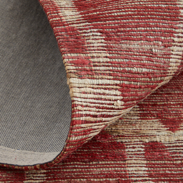 Homeroots 5' X 8' Red And Tan Geometric Hand Woven Area Rug Red Jute 565896