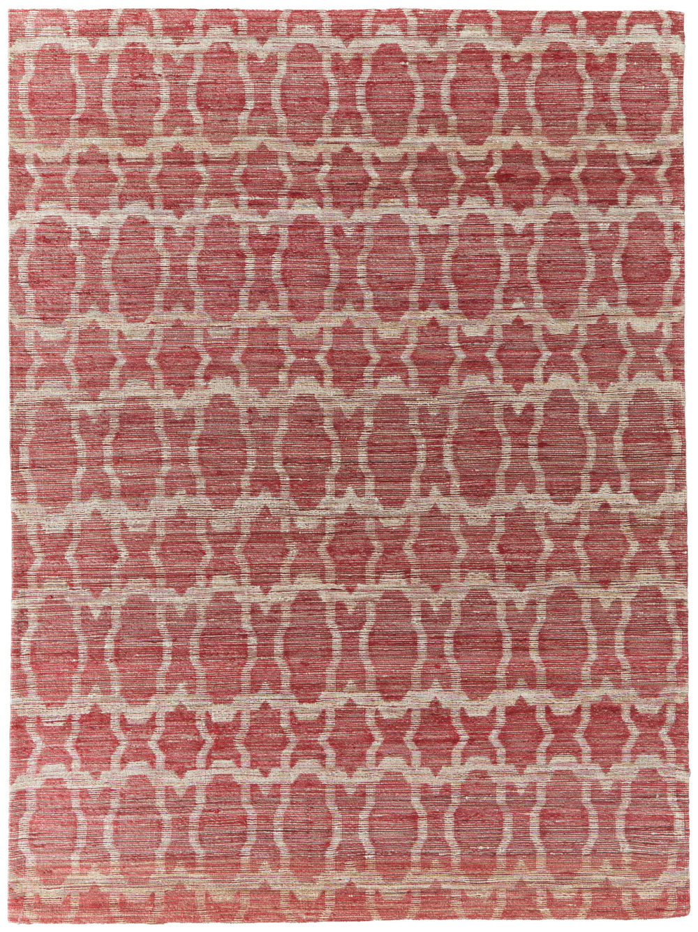 Homeroots 5' X 8' Red And Tan Geometric Hand Woven Area Rug Red Jute 565896
