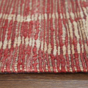 Homeroots 9' X 13' Red And Tan Geometric Hand Woven Area Rug Red Jute 565898