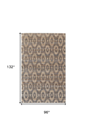 Homeroots 8' X 11' Taupe And Tan Geometric Hand Woven Area Rug Gray Jute 565900