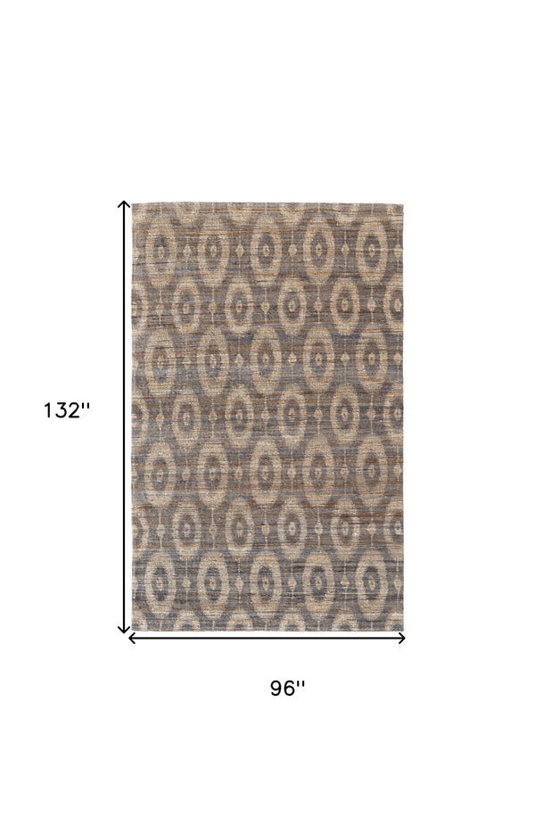 Homeroots 8' X 11' Taupe And Tan Geometric Hand Woven Area Rug Gray Jute 565900