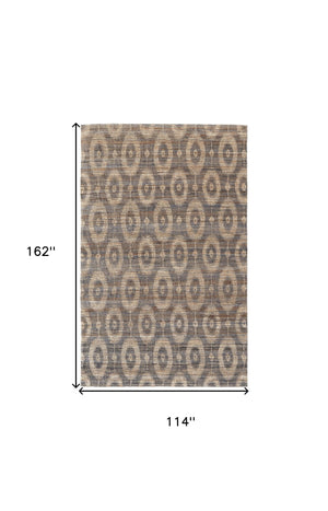 Homeroots 9' X 13' Taupe And Tan Geometric Hand Woven Area Rug Gray Jute 565901