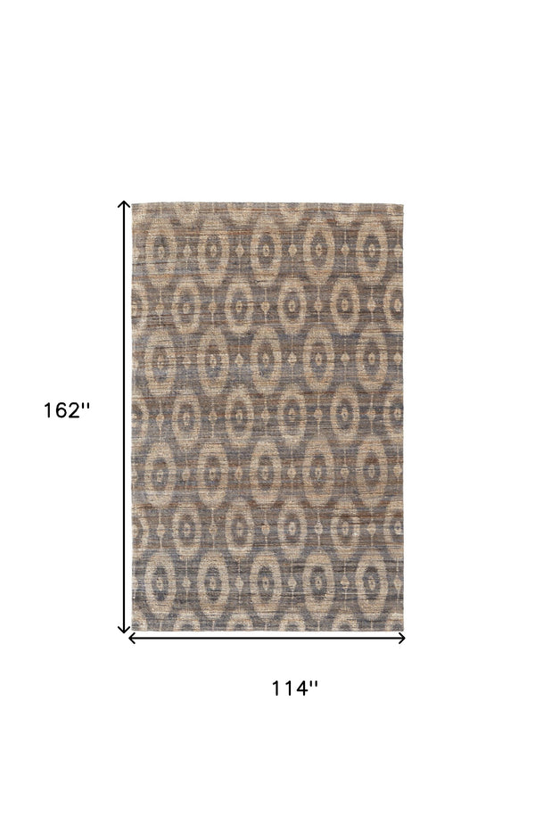 Homeroots 9' X 13' Taupe And Tan Geometric Hand Woven Area Rug Gray Jute 565901