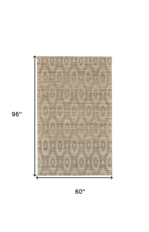 Homeroots 5' X 8' Tan And Ivory Geometric Hand Woven Area Rug Gray Jute 565902