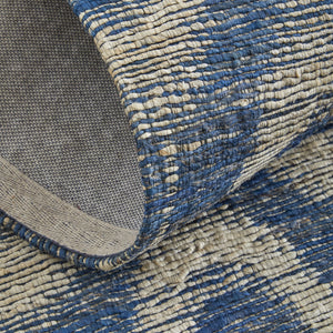 Homeroots 5' X 8' Blue And Tan Geometric Hand Woven Area Rug Blue Jute 565903