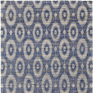 Homeroots 5' X 8' Blue And Tan Geometric Hand Woven Area Rug Blue Jute 565903