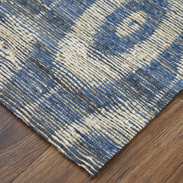 Homeroots 8' X 11' Blue And Tan Geometric Hand Woven Area Rug Blue Jute 565904