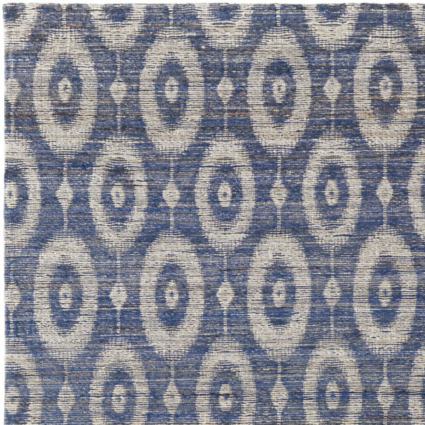 Homeroots 8' X 11' Blue And Tan Geometric Hand Woven Area Rug Blue Jute 565904