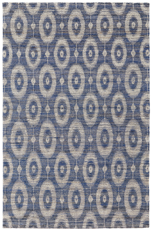 Homeroots 8' X 11' Blue And Tan Geometric Hand Woven Area Rug Blue Jute 565904