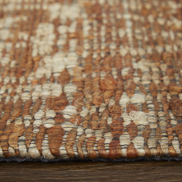 Homeroots 5' X 8' Orange And Tan Geometric Hand Woven Area Rug Orange Jute 565905