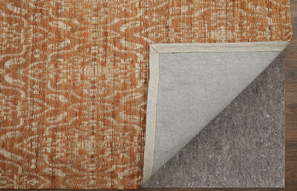 Homeroots 5' X 8' Orange And Tan Geometric Hand Woven Area Rug Orange Jute 565905