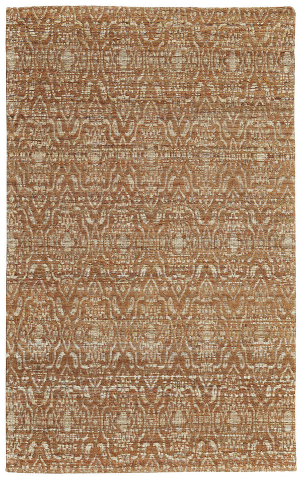 Homeroots 5' X 8' Orange And Tan Geometric Hand Woven Area Rug Orange Jute 565905