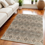 Homeroots 5' X 8' Tan And Gray Geometric Hand Woven Area Rug Gray Jute 565907