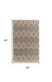 Homeroots 5' X 8' Tan And Gray Geometric Hand Woven Area Rug Gray Jute 565907